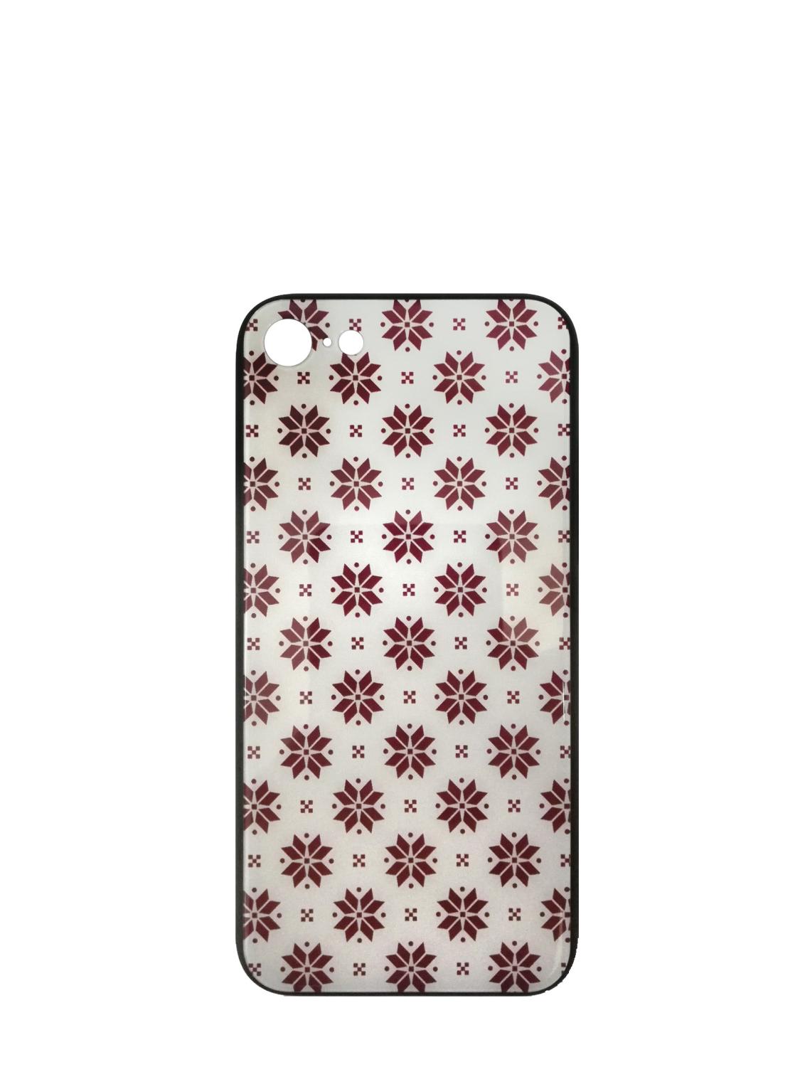 фото Чехол накладка для iphone 7/8 Plus (5.5) FC Новогодняя силикон+пластик красные снежинки на белом