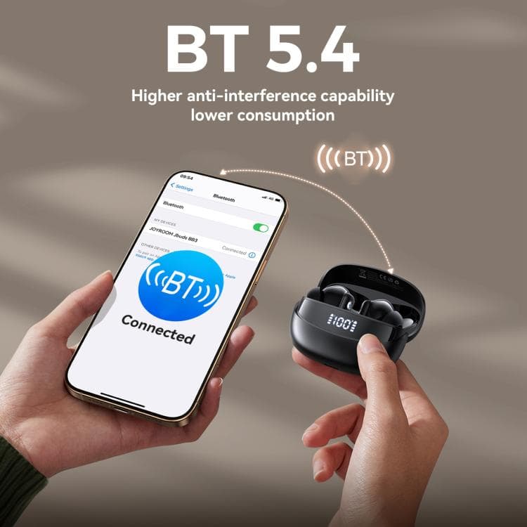 Изображение Наушники беспроводные Joyroom Jbuds BB3 с дисплеем черные фото Наушники беспроводные Joyroom Jbuds BB3 с дисплеем черные