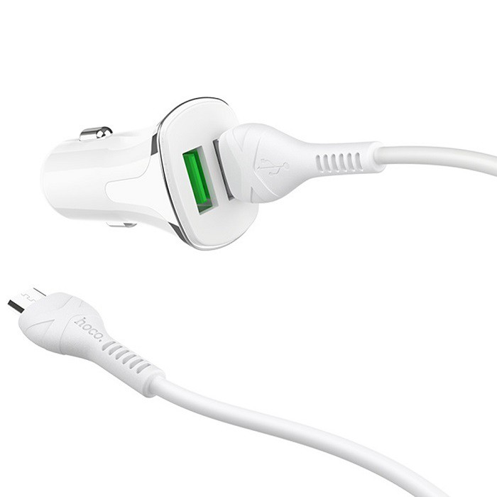 фото Автомобильное зарядное устройство + кабель Micro USB HOCO Z31 QC3.0 2USB 3,4A белый