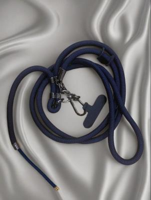 Шнурок держатель для телефона на шею регулируемый с карабином 140см темно-синий