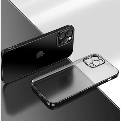 Чехол накладка для iphone 14 Pro Max (6.7) SULADA Color силикон прозрачный матовый с черным бампером