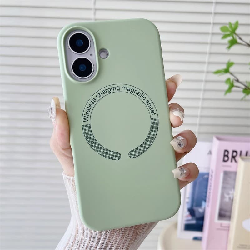 фото Чехол накладка для iphone 16 Pro Max (6.9) soft силикон+пластик с магнитом для magsafe и защитой камеры чернично-серая