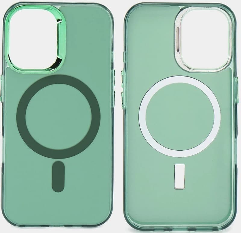 фото Чехол накладка для iphone 16 Pro Max (6.9) Magnetic силикон+пластик с магнитом для magsafe зеленая