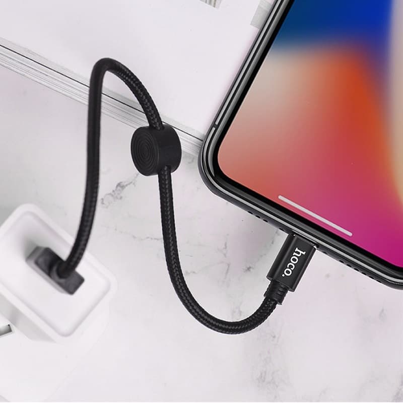 Кабель для зарядки iphone Lightning HOCO X35 25см 2.4А черный