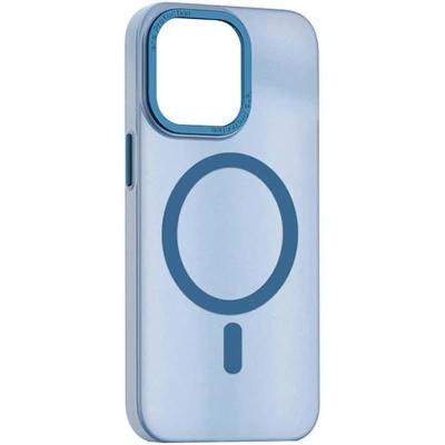 Чехол накладка для iphone 15 (6.1) силикон с магнитом для magsafe и подложкой голубая