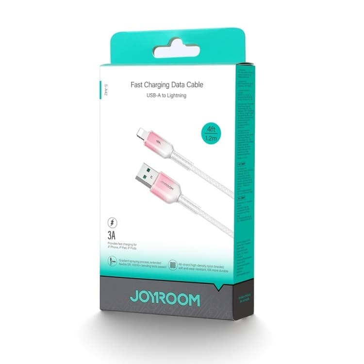 Кабель для зарядки iphone Lightning Joyroom S-A42 1.2м 3A в оплетке градиент бело-розовый Кабель для зарядки iphone Lightning Joyroom S-A42 1.2м 3A в оплетке градиент бело-розовый