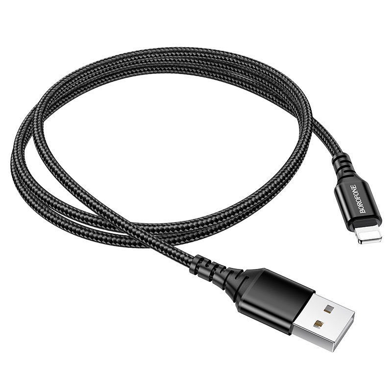 Кабель для зарядки iphone Lightning Borofone BX54 плетеный черный Кабель для зарядки iphone Lightning Borofone BX54 плетеный черный