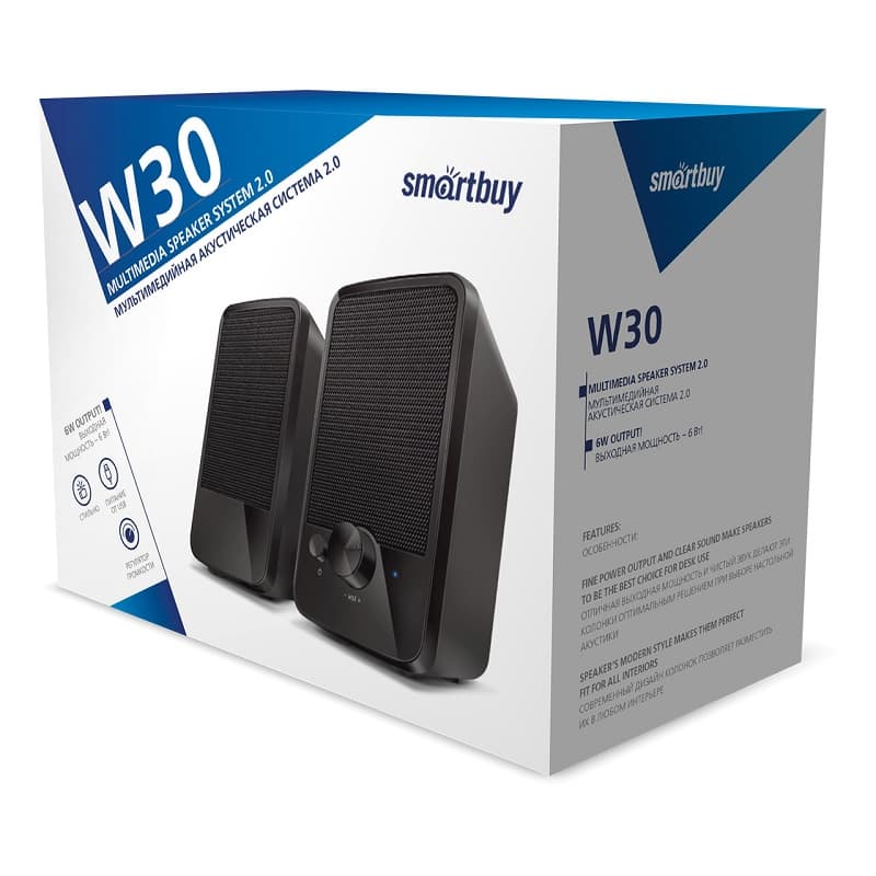 Акустическая система 2,0 Smartbuy W30, 6 Вт, питание от USB, черная