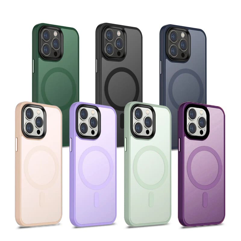 фото Чехол накладка для iphone 16 Plus (6.7) силикон+пластик с магнитом матовая синяя