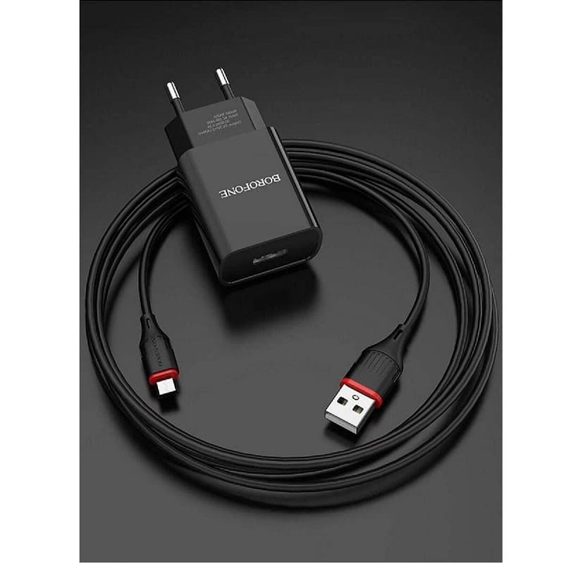 фото Сетевое зарядное устройство + кабель Micro USB Borofone BA20A 1USB 2.1A черный