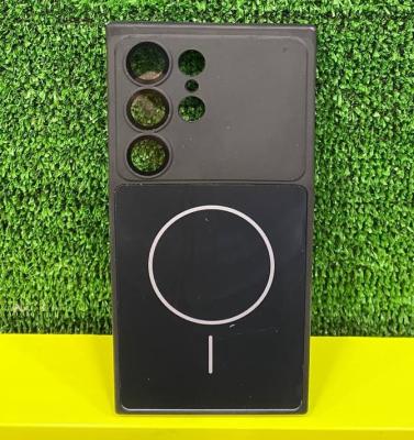 Чехол накладка для Samsung S24/S25 Skin feel силикон+пластик с магнитом для magsafe с защитой камеры и линз темно-синяя