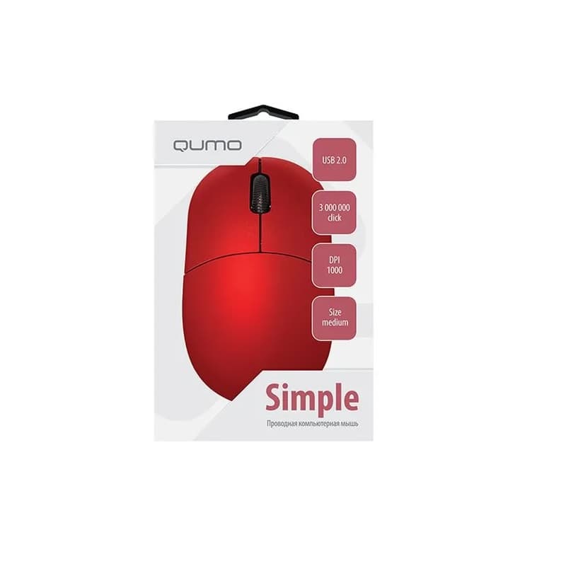 Мышь проводная Qumo Simple M92 3 кнопки 1000dpi красная