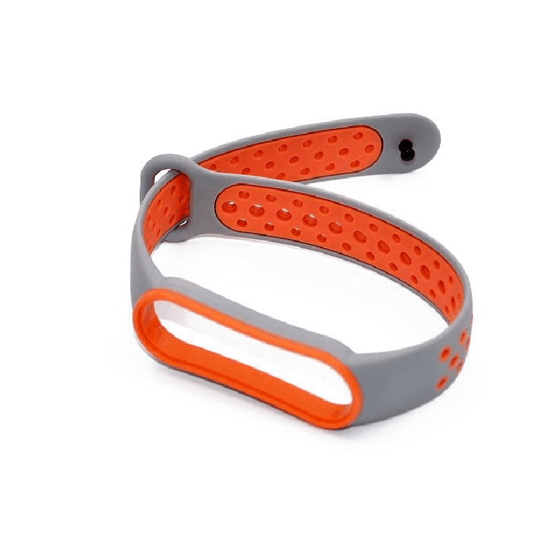 Ремешок для Mi Band 5/Mi Band 6/Mi Band 7 Sport серо-оранжевый с оранжевым ободком 