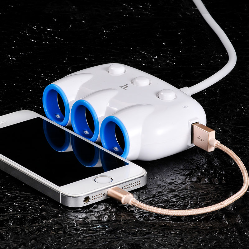 Изображение Разветвитель HOCO C1 3 прикуривателя + 2USB 3,1A сайта akstel.ru фото Разветвитель HOCO C1 3 прикуривателя + 2USB 3,1A
