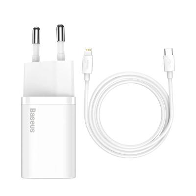 Сетевое зарядное устройство + кабель для iphone Lightning to Type-C Baseus Super Si Quick 1C 20W белый TZCCSUP-B02