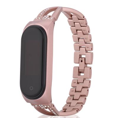 Ремешок для Mi Band 3/Mi Band 4 CBXM417 металлический со стразами Pink