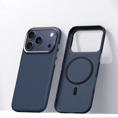 Чехол накладка для iphone 17 Pro (6.3) SULADA Grid Wake Mag карбон пластик синий с магнитом для magsafe