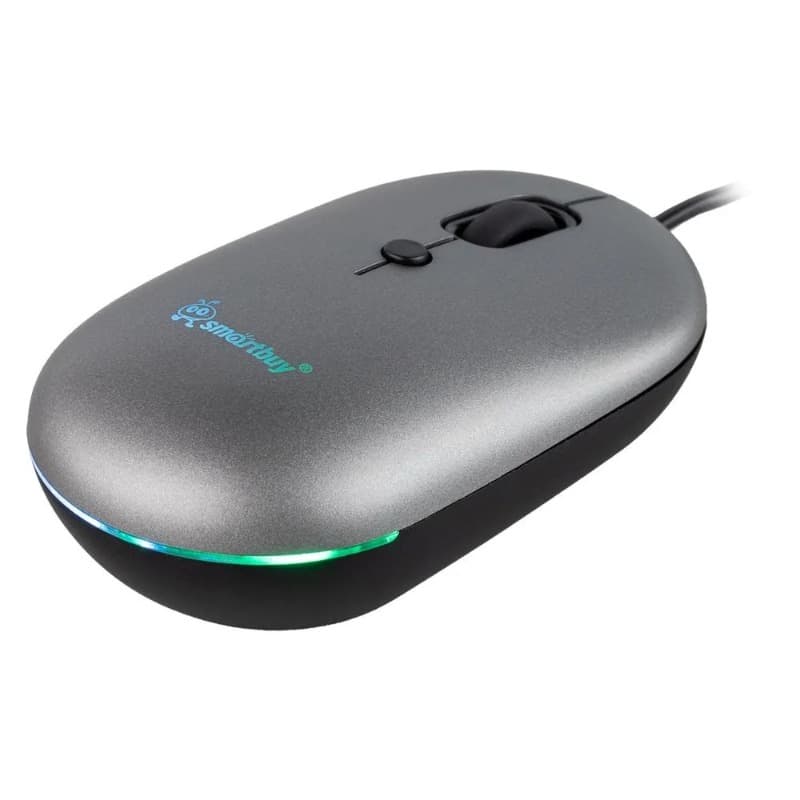 Мышь проводная Smartbuy 328 бесшумная с подсветкой серый металлик (SBM-328-G)