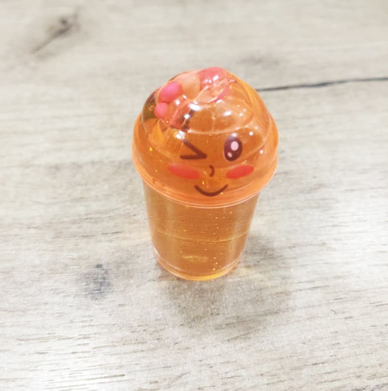 Слайм мороженое мини с блестками и шариками 4см