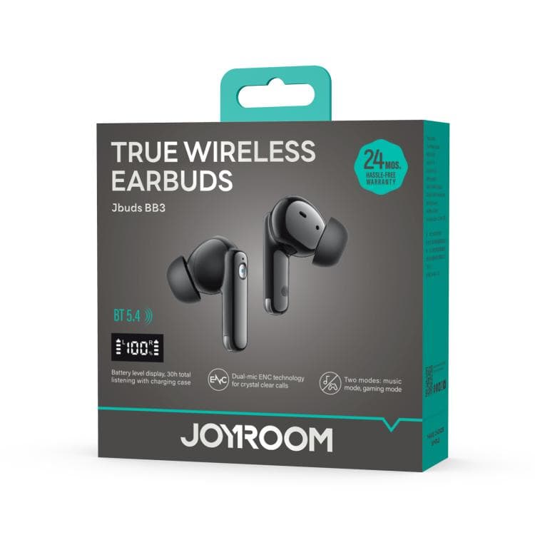 Изображение Наушники беспроводные Joyroom Jbuds BB3 с дисплеем черные фото Наушники беспроводные Joyroom Jbuds BB3 с дисплеем черные