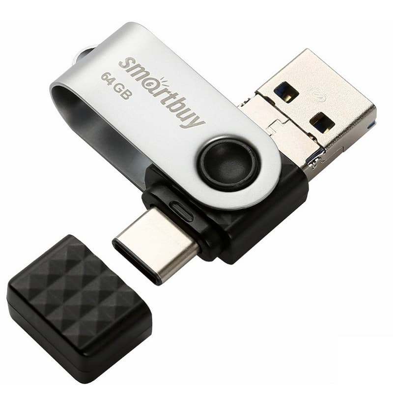 Изображение Флеш-накопитель Smartbuy TRIO 3in1 OTG USB 3.0+USB Type-C+Micro USB 64Gb Изображение Флеш-накопитель Smartbuy TRIO 3in1 OTG USB 3.0+USB Type-C+Micro USB 64Gb