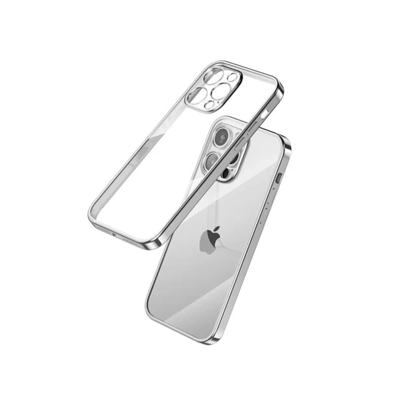 фото Чехол накладка для iphone 16 Pro Max (6.9) SULADA Color силикон прозрачный матовый с серебряным бампером