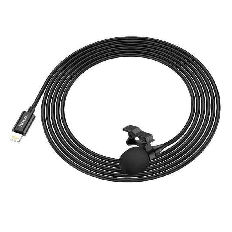 Микрофон петличный Lightning HOCO L14 2м черный