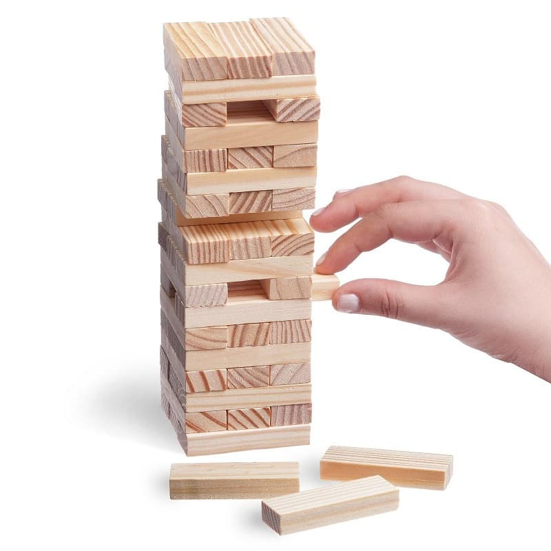 Настольная игра падающая башня Jenga 54 бруска