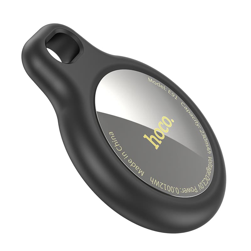 Изображение Беспроводная метка GPS-трекер маячок брелок AirTag Hoco E91 Tiger для автомобиля, ключей, животных, одежды белый с черным чехлом фото Беспроводная метка GPS-трекер маячок брелок AirTag Hoco E91 Tiger для автомобиля, ключей, животных, одежды белый с черным чехлом