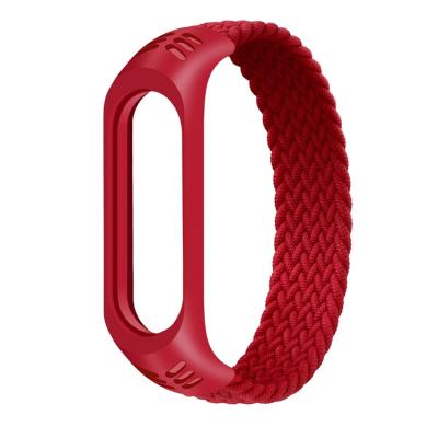 Ремешок для Mi Band 5/Mi Band 6 Red Line плетеный нейлоновый эластичный красный Ремешок для Mi Band 5/Mi Band 6 Red Line плетеный нейлоновый эластичный красный