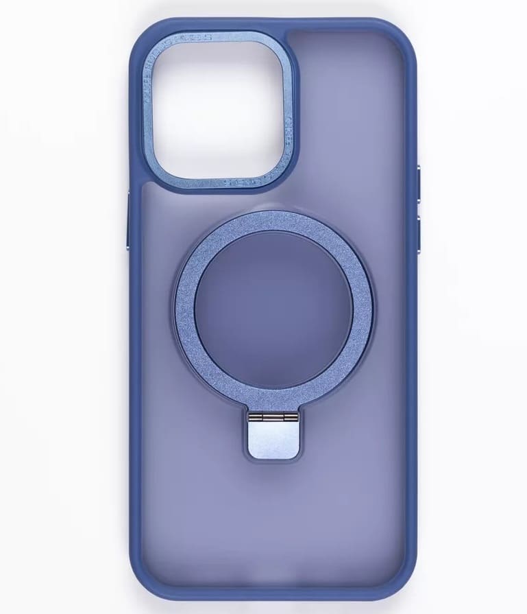 фото Чехол накладка для Samsung S25 Ultra B силикон+пластик с магнитом и кольцом держателем прозрачно-матовая чернично-серая