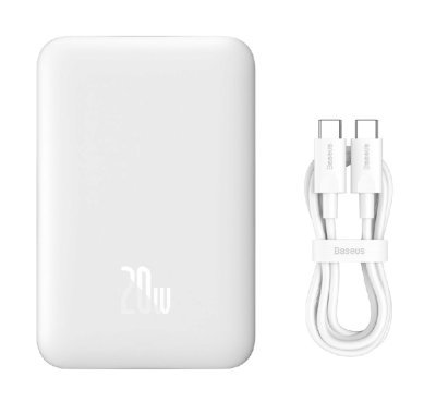 Внешний аккумулятор повербанк Power bank Baseus Magnetic Mini 10000mAh PD 20W с магнитом для magsafe белый PPCX030002