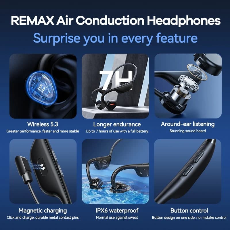 Изображение Наушники Bluetooth Remax RB-S8 костная проводимость черные фото Наушники Bluetooth Remax RB-S8 костная проводимость черные
