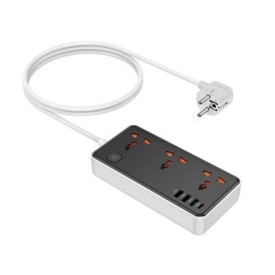 Сетевой фильтр HOCO AC8A 3 гнезда + PD 30W + 3USB 1.5м 2500W черный