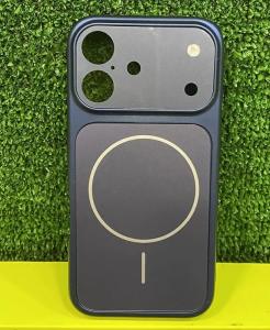 Чехол накладка для iphone 16 (6.1) пластик с магнитом для magsafe и защитой линз имитация iphone 17 серии темно-синяя