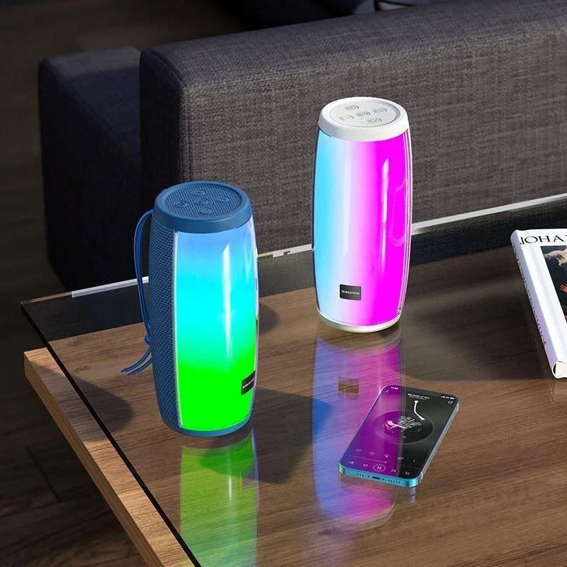Колонка блютуз Borofone BR20 Sound Wave LED темно-синяя 2400mAh