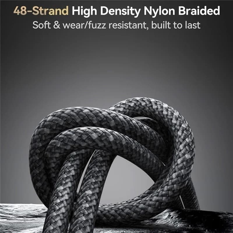 Кабель для зарядки Type-C to Type-C Joyroom S-A50 1.2м PD 60W с магнитным самоклеющимся держателем в оплетке темно-серый